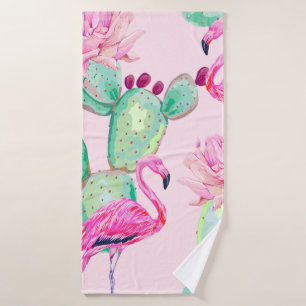 Pink flamingo, exotic birds, gentle flowers, rose,