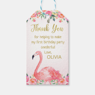 Pink Flamingo Favor Gracias Etiqueta