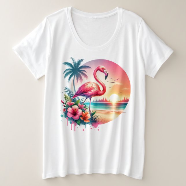 Pink Flamingo Sunset Clipart (Anverso del diseño)
