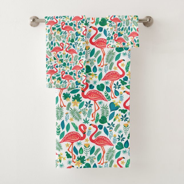 Pink Flamingos and Tropical Flowers Pattern (In situ)