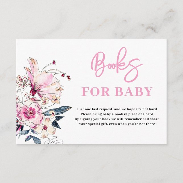 Pink Floral Books para la tarjeta Baby Shower (Anverso)
