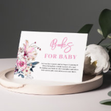 Pink Floral Books para la tarjeta Baby Shower