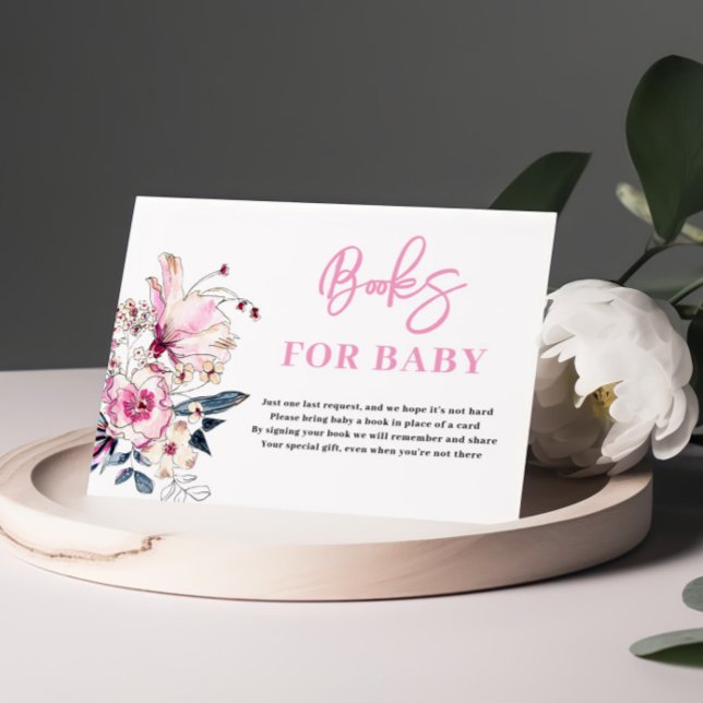Pink Floral Books para la tarjeta Baby Shower (Subido por el creador)