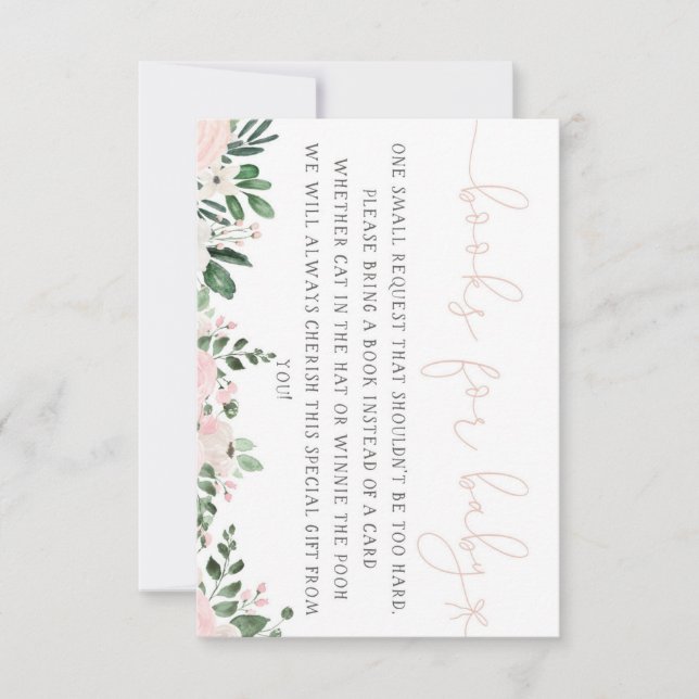 Pink Floral Books para la tarjeta de bebé Baby Sho (Anverso)