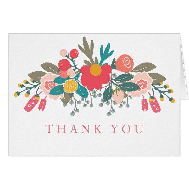 Pink Floral Bouquet Thank You (Anverso (Horizontal))