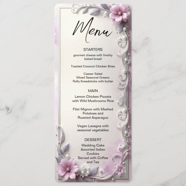 Pink Floral Frame Menu (Anverso)