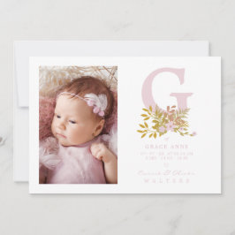 Pink Floral Garland Initial Baby Newborn Name