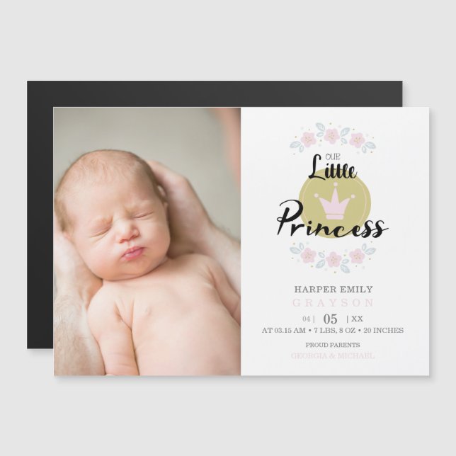Pink Floral Garland Princess Crown Newborn Girl  (Anverso/Reverso)