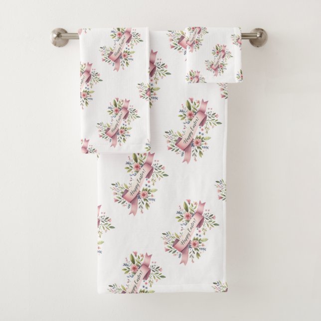 Pink Floral Happy Easter Ribbon (In situ)