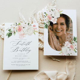 Pink Floral Sesenta Invitación de fiesta de cumple