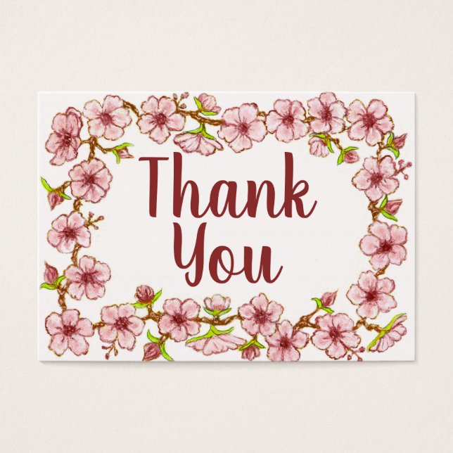 Pink Floral Thank You Card (Frente)