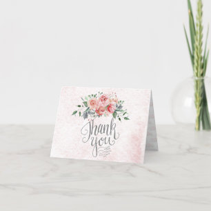 Pink Floral Watercolor Tarjeta de agradecimiento