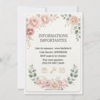 Pink Floral Woodland Baby Shower Girl Invitation