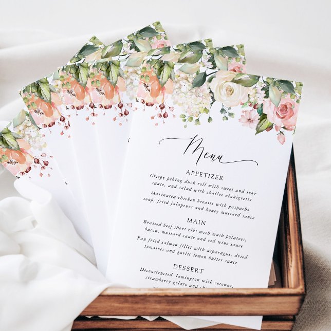 Pink Flowers, White Flowers, Boho, Wedding Menu (Subido por el creador)