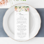 Pink Flowers, White Flowers, Boho, Wedding Menu<br><div class="desc">Add a personal touch to your wedding celebration with these stylish and memorable party items! Design features pink and white watercolor flowers and greenery on white background.</div>