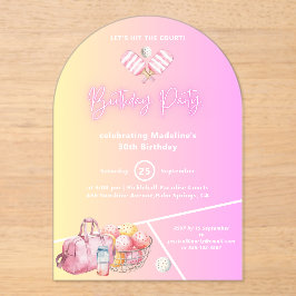Pink Fun Pickleball Invitación a la fiesta de cump