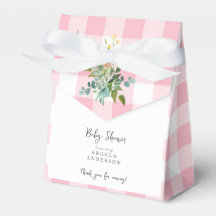 Pink Gingham Baby Shower Gracias Caja De Favores