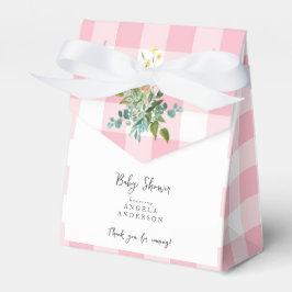 Pink Gingham Baby Shower Gracias Caja De Favores