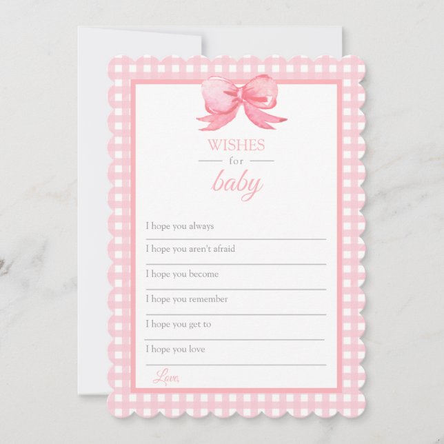 Pink Gingham Baby Shower quiere tarjeta para bebé (Anverso)