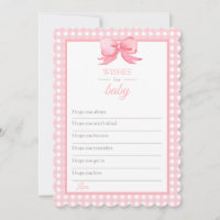 Pink Gingham Baby Shower quiere tarjeta para bebé
