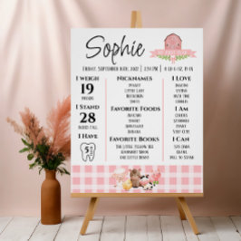 Pink Gingham Barnyard Milestones Poster brillante