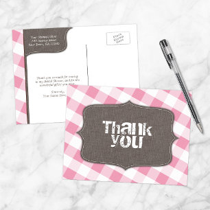 Pink Gingham Canvas Gracias Postales