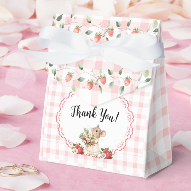 Pink Gingham Mouse Cajas Baby Shower-Favor (Boda)