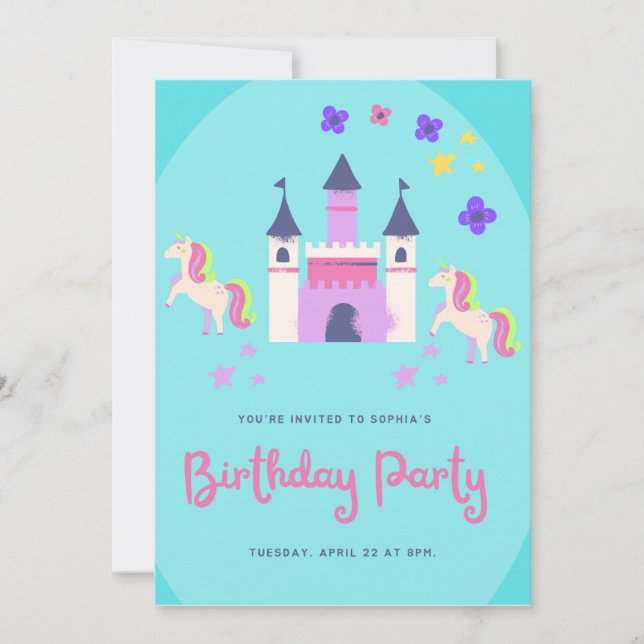 pink girl kids Birthday Party Custom (Anverso)