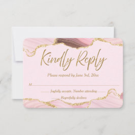 Pink & Gold Agate Wedding RSVP