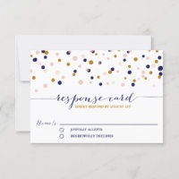 Pink & Gold Confetti Dots Wedding RSVP Card II