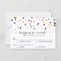 Pink & Gold Confetti Dots Wedding RSVP Card II