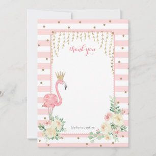 Pink Gold Floral Flamingo tarjeta de agradecimient