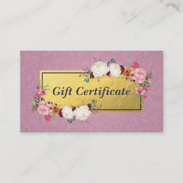 Pink Gold Floral Salon Boutique Gige Certificado