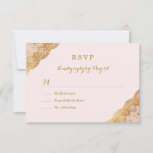 Pink Gold Lace RSVP