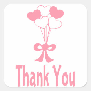 Pink Gracias Ballon Hearts Saludando a Pegatinas