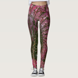 Pink Green Fractal Art Leggings