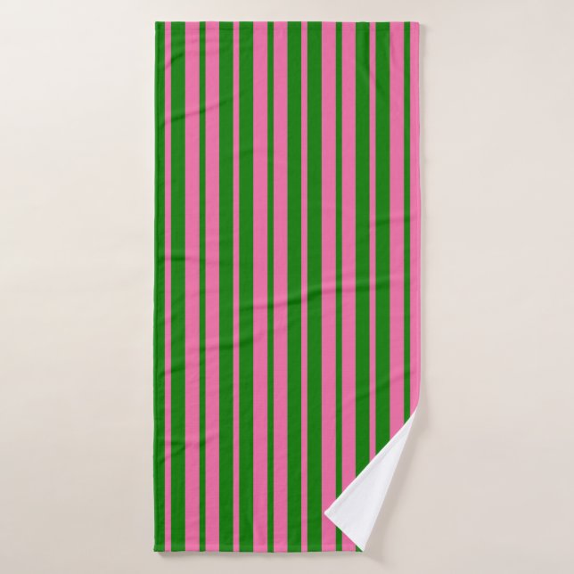 Pink Green Stylish Stripes Pattern Design  (Toalla de baño)