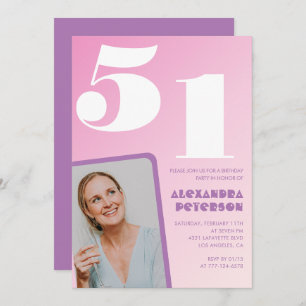 Pink Groovy 51 invitaciones de cumpleaños Retro Ph