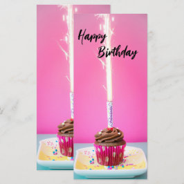 Pink Happy Birthday Flat Card – Cake&Candle Theme
