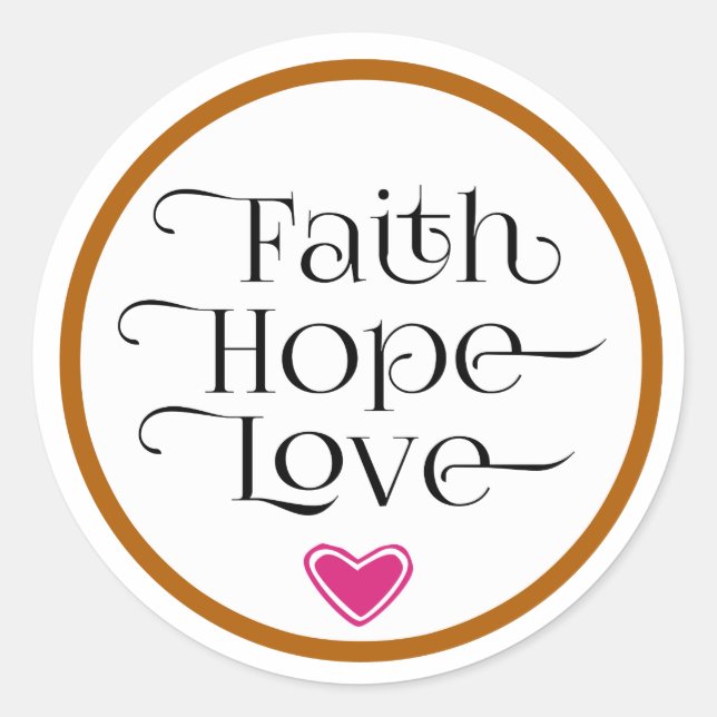 Pink Heart Faith Hope Love Pegatina (Anverso)