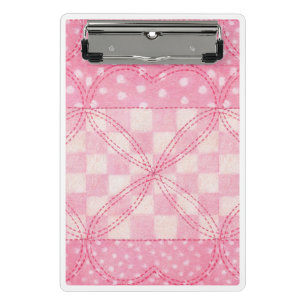 PINK HEART QUILE Mini Portapapeles