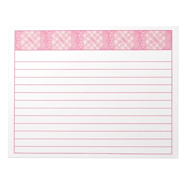 PINK HEART QUILT 11x8.5 Bloc de notas + líneas (Frente)