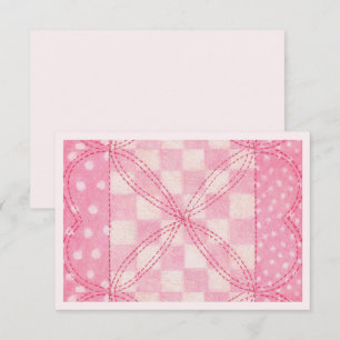 PINK HEART QUILT 3.5x5 Tarjeta plana / horizontal