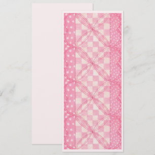 PINK HEART QUILT 4x9.25 Tarjeta / Pink / Vertical