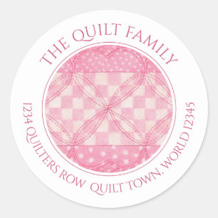 PINK HEART QUILT Pequeña dirección redonda Sellos