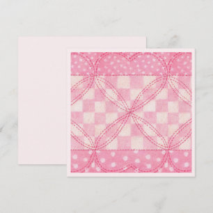 PINK HEART QUILT Tarjeta plana cuadrada de 5.25" /