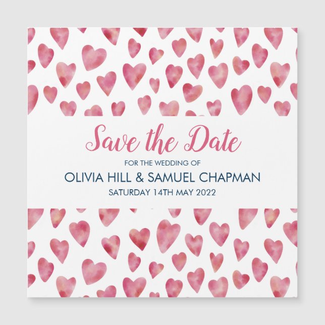 Pink Heart Save the Date Magnet (Anverso)