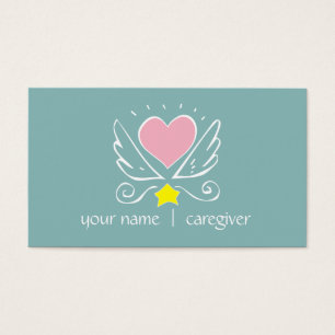 Pink Heart With Wings And Star Caregiver