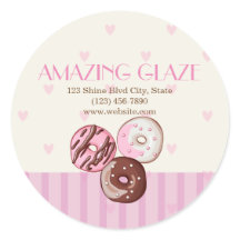 Pink Hearts Donut Shop Pegatina Etiqueta CUTE