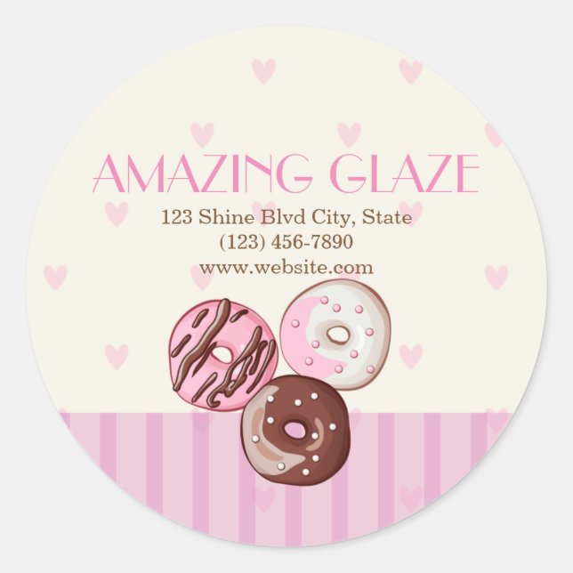 Pink Hearts Donut Shop Pegatina Etiqueta CUTE (Anverso)